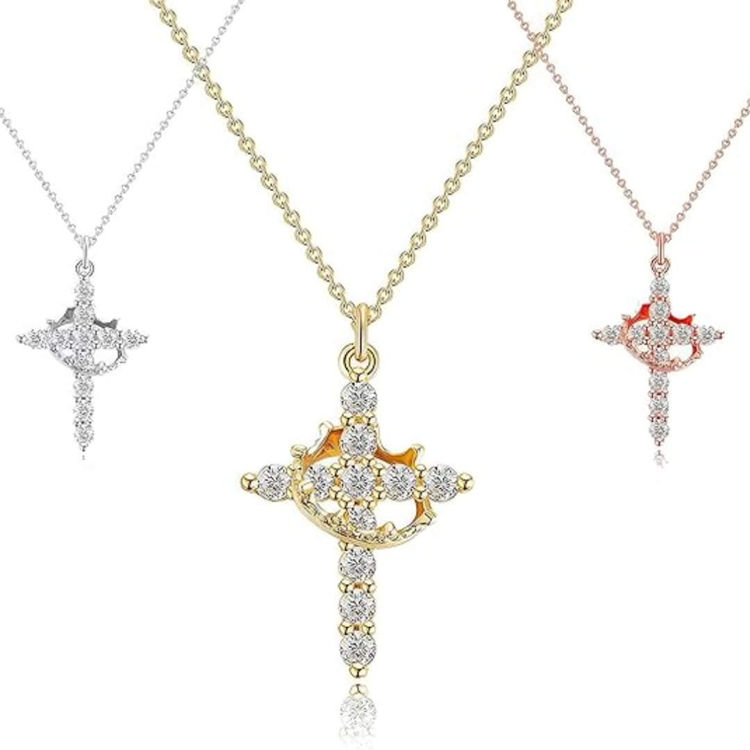 Collar de Cruz con Corona Giratoria